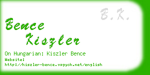 bence kiszler business card
